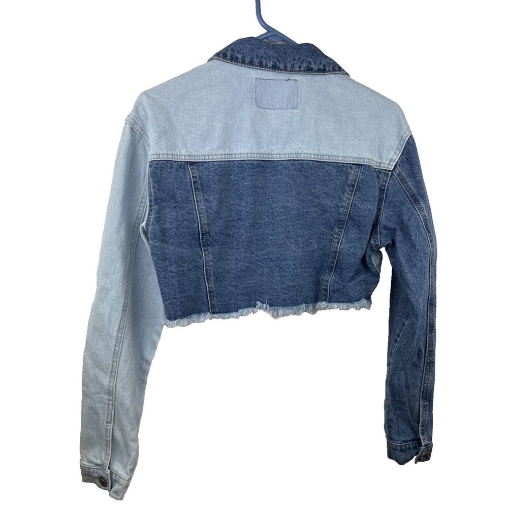 Refuge Denim Women’s Cropped Patchwork Jean Jacket Size S - Picture 4 of 16